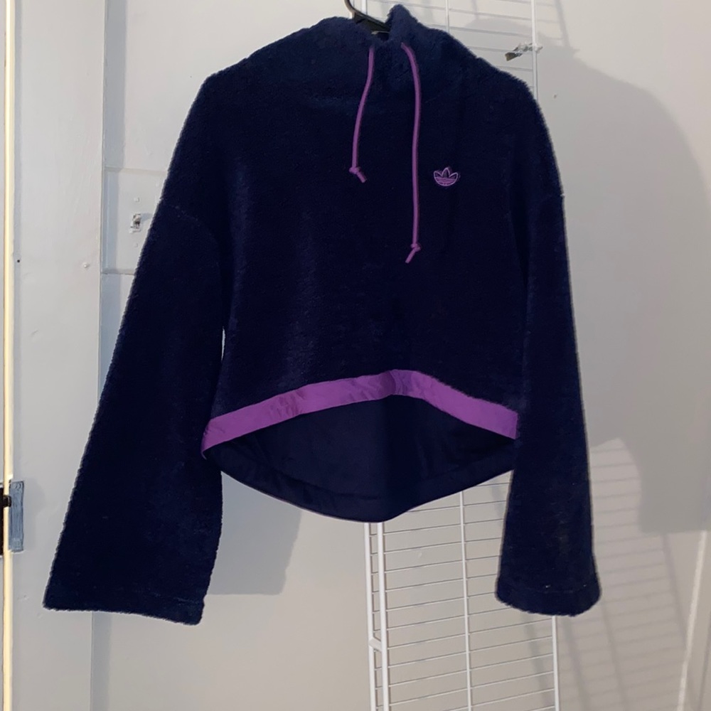 adidas originals cropped fleece sweatshirt in navy